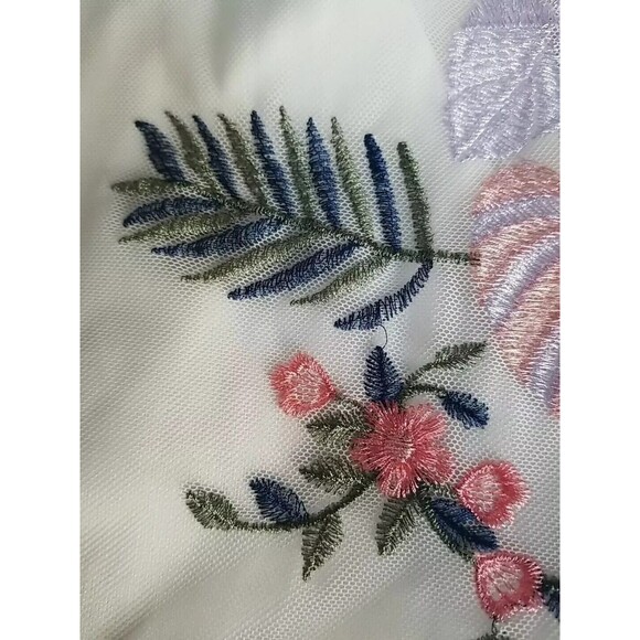 Blue Rain M Boho Sleeveless Top Embroidered Floral Fern Lined Tassels Wms Medium - Picture 11 of 14